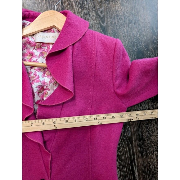 Valentino Roma Women Pink Fuchsia Blazer 42 italian Size 6 US Virgin Wool Lined - Picture 9 of 10
